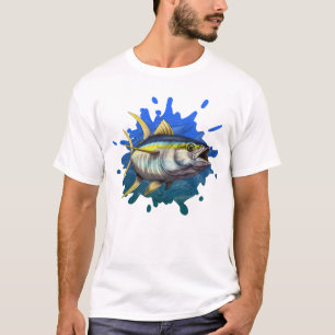 Gul illustration för fenatonfiskanpassningsbar t shirt