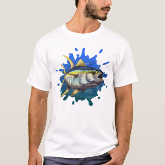Gul illustration för fenatonfiskanpassningsbar t shirt
