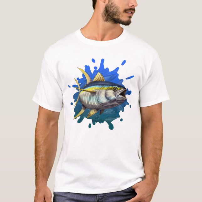 Gul illustration för fenatonfiskanpassningsbar t shirt (Framsida)