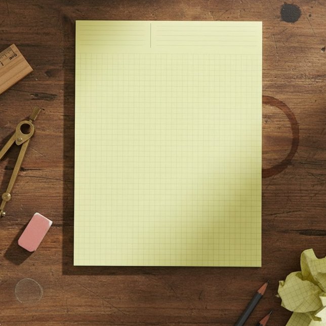 Gul Ingenjörs Grafpapper Block (Rutnät Matematik) (Aesthetic yellow engineering graph paper pad - Yellow grid paper for journaling)