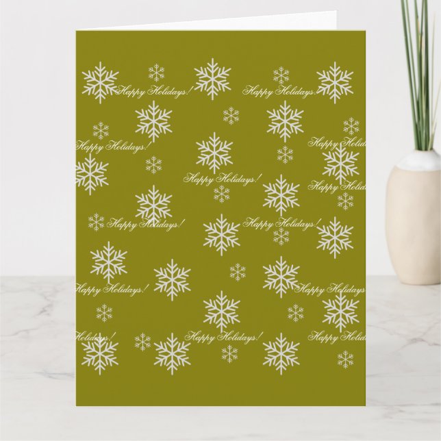 Gul inslagspapper God Jul Snöflingor Kort (Framsida)