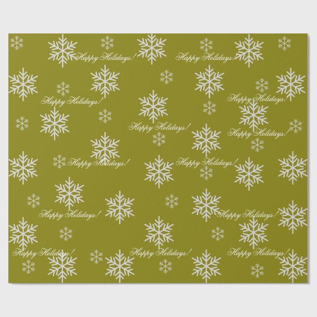 Gul inslagspapper God Jul Snöflingor Presentpapper (Platt)