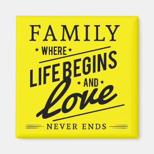 Gul Inspirerande Typografi Familj Citat Magnet