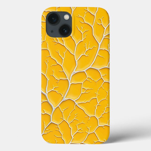 Gul iPhone-fodral Ådring Design Djärv (Baksida)