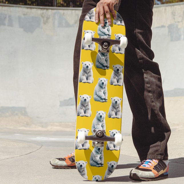Gul isbjörn mönsterdesign  mini skateboard bräda 18,5 cm (Skapare uppladdad)