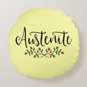 Gul Jane Austen blommigtAustenite Rund Kudde