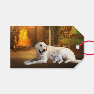 Gul jul för labrador retriever presentetikett