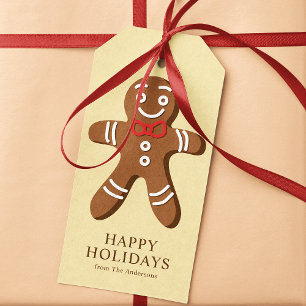 Gul Jul Man Pepparkaksgubbe Jul Presentetikett