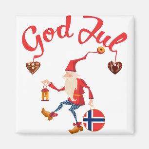 Gul jul norsk god jul norge tomte gno magnet