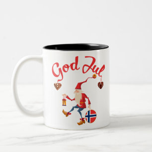 Gul jul norsk god jul norge tomte gno Två-Tonad mugg