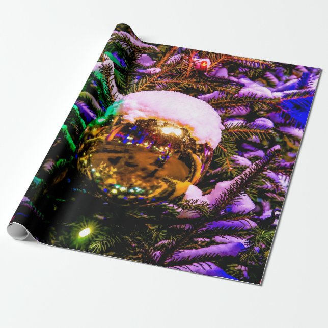 Gul julgransprydnadskula presentpapper (Utrullad)