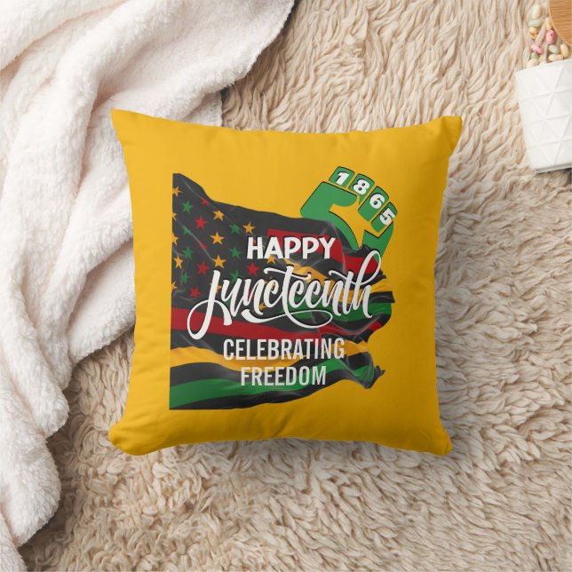 Gul JUNETEENTH Afroamerikansk Flagga Kudde (Filt)