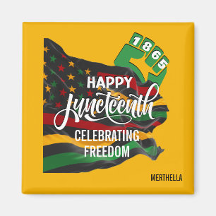 Gul JUNETEENTH Afroamerikansk Flagga Magnet
