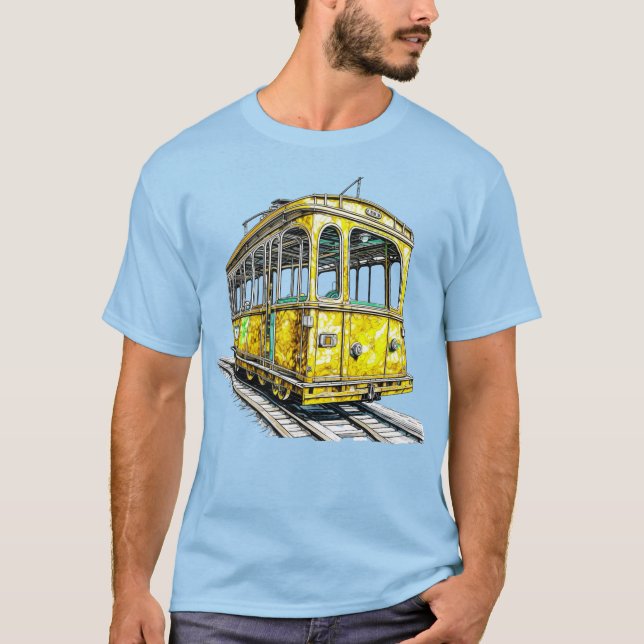 Gul kabelvagn t shirt (Framsida)