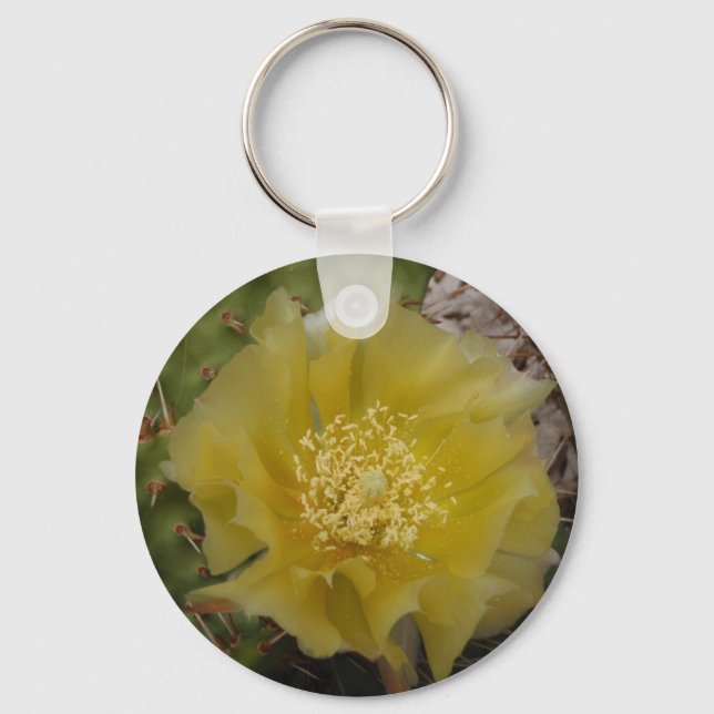 Gul kaktus i blomning nyckelring (Framsida)