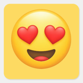 Gul kärleksemoji fyrkantigt klistermärke