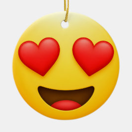 Gul kärleksemoji julgransprydnad keramik