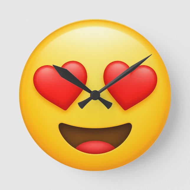 Gul kärleksemoji rund klocka (Framsida)