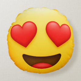 Gul kärleksemoji rund kudde
