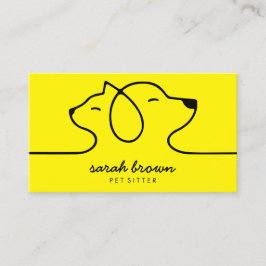 Gul katt hund linje logotyp husdjursvakt visitkort