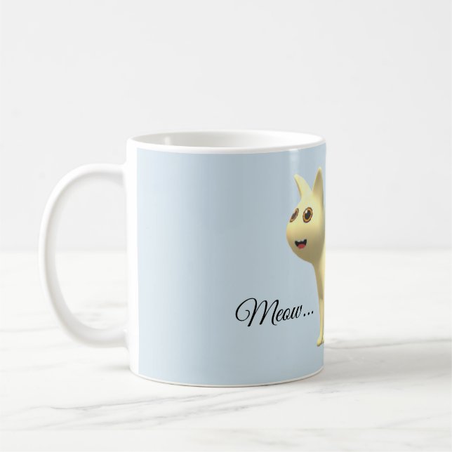 Gul katt kaffemugg (Vänster)