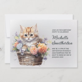 Gul kittelkorg blommor kvinnors födelsedag inbjudningar