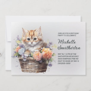 Gul kittelkorg blommor kvinnors födelsedag  inbjudningar