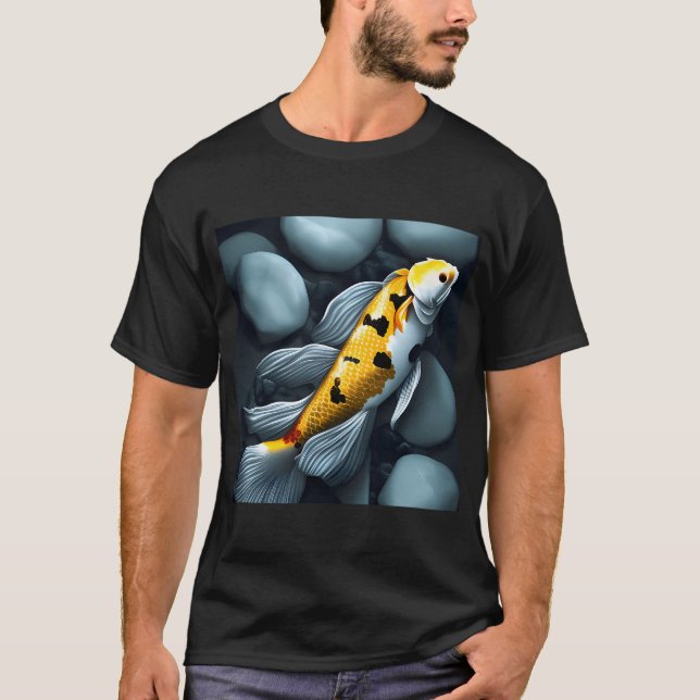 Gul Koi-fisk T Shirt (Framsida)