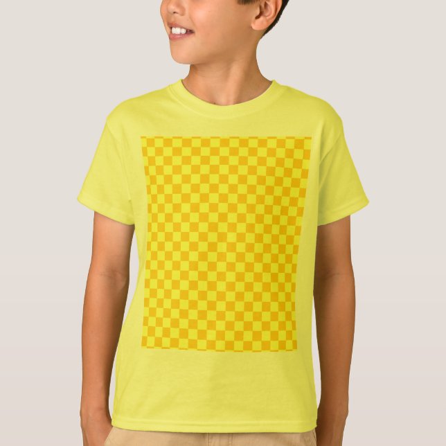 Gul kombinationsklassikerschackbräde t shirt (Framsida)