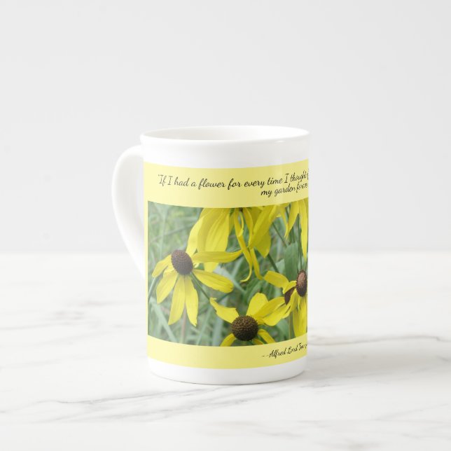 Gul konblomma Tankar om dig Benporcelainmugg Benporslin Mugg (Framsida vänster)