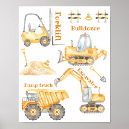 Gul konstruktionstruck Namnskylt Poster