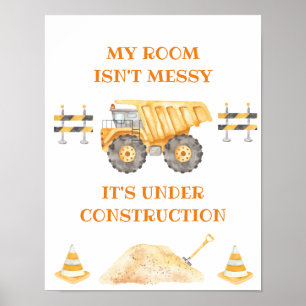 Gul konstruktionstruckskylt poster