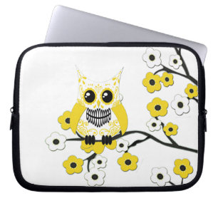 Gul körsbärsröd blommarugglaelektronik hänger lös laptop sleeve