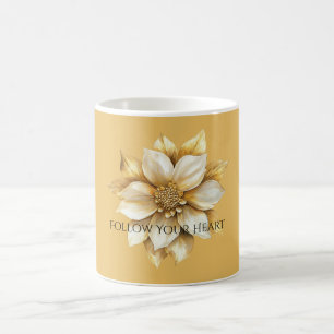 Gul Kräm Blomma Kaffemugg