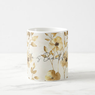 Gul Kräm Blommor Kaffemugg