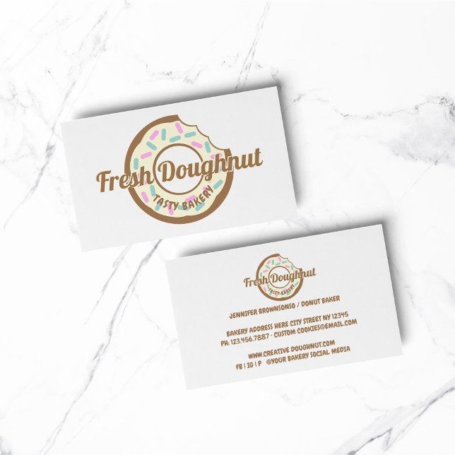 Gul kräm donut söta kakor visitkort (BAKERY PASTRY CHEF COOK CAKE event planner business)