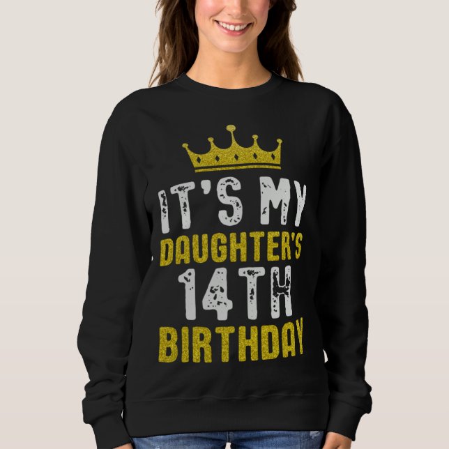 Gul krona 14-årsdag för dotter från mamma pappa t shirt (Framsida)