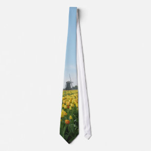 Gul kvarn Holland för tulpanblommafält Slips