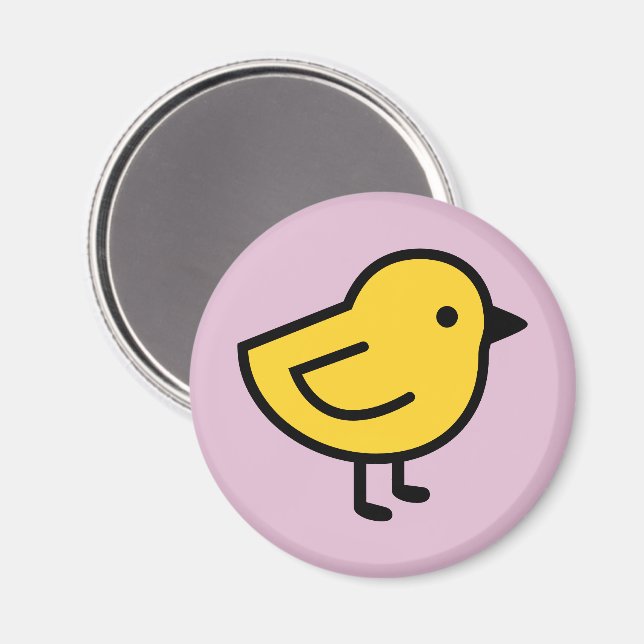 Gul kycklingfågel på rosa magnet (Front/Back)