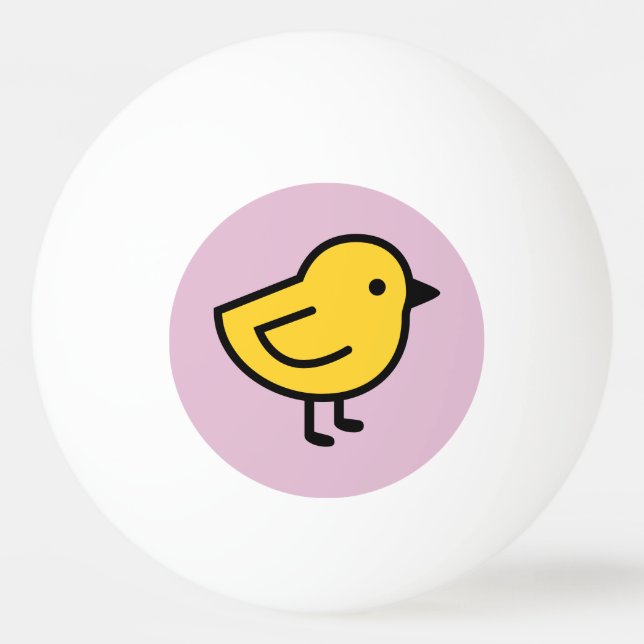 Gul kycklingfågel på rosa pingisboll (Framsidan)