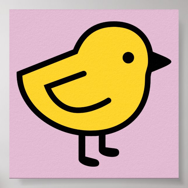 Gul kycklingfågel på rosa poster (Framsidan)