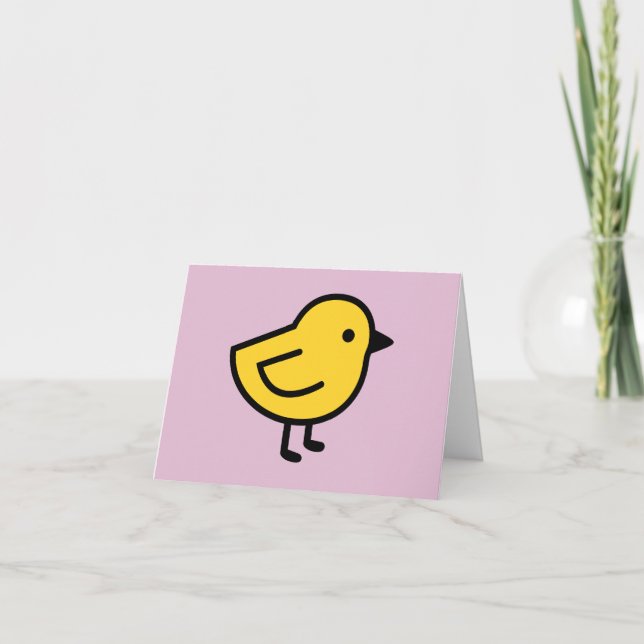 Gul kycklingfågel på rosa tack kort (Framsida)
