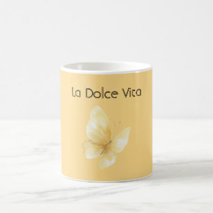 Gul La Dolce Vita (det goda livet) Fjäril Kaffemugg