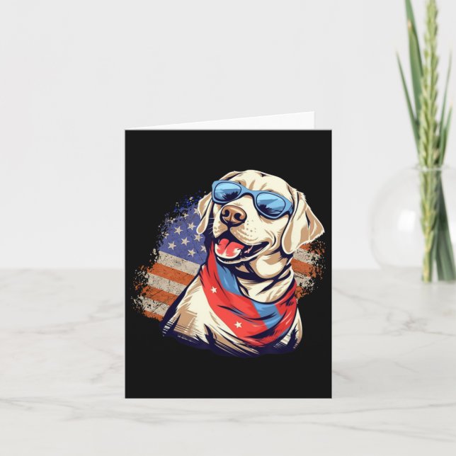 Gul lab 4:e juli: Design Patriotic Valp Labrad Kort (Framsida)