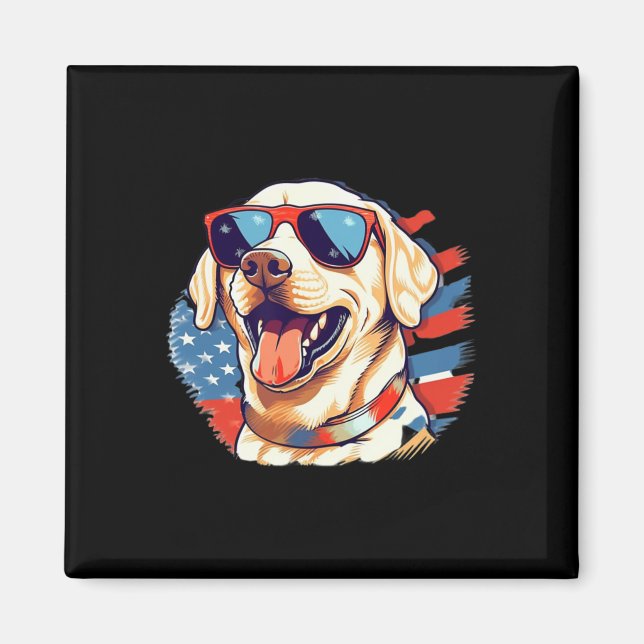 Gul lab 4:e juli: Design Patriotic Valp Labrad Magnet (Framsidan)