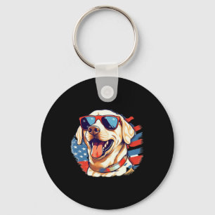 Gul lab 4:e juli: Design Patriotic Valp Labrad Nyckelring