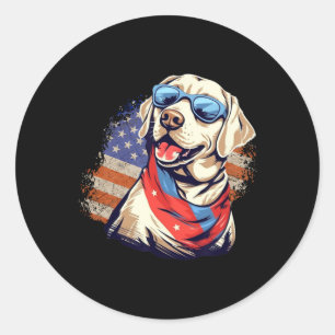 Gul Lab 4:e Juli Design Patriotisk Valp Labrad Runt Klistermärke