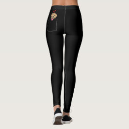 Gul lab fick- valp (mörkfärger) leggings