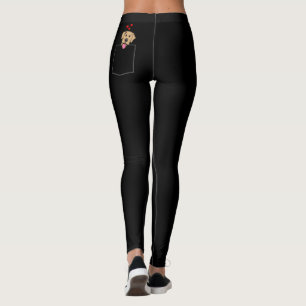 Gul lab fick- valp (mörkfärger) leggings