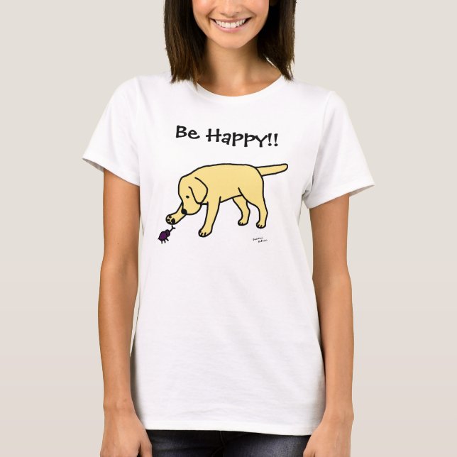 Gul lab Friendly Tecknad Labrador T-shirt (Framsida)